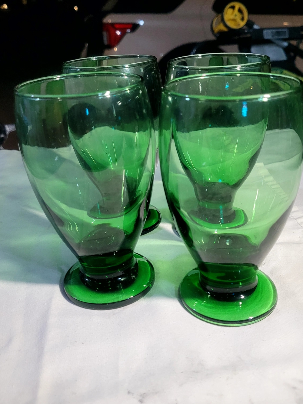 Libbey Cristar Glasses Green Footed Set 4 - Picture 5 of 9